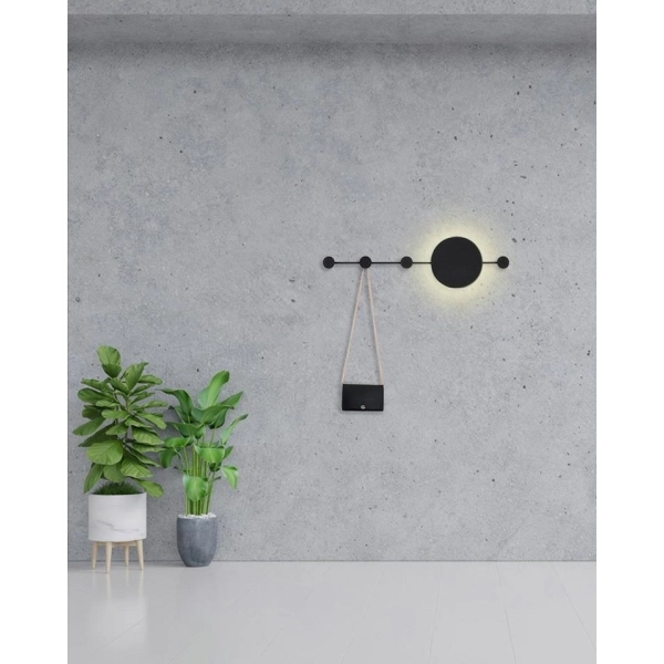 MOOSEE lampa ścienna SHADOW HANG z wieszakiem czarna